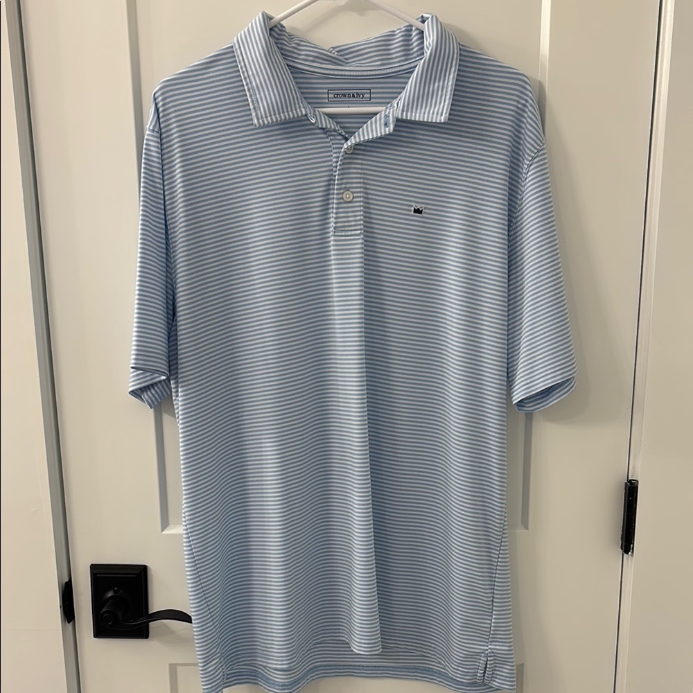 Crown & ivy Blue and White Polo Shirt